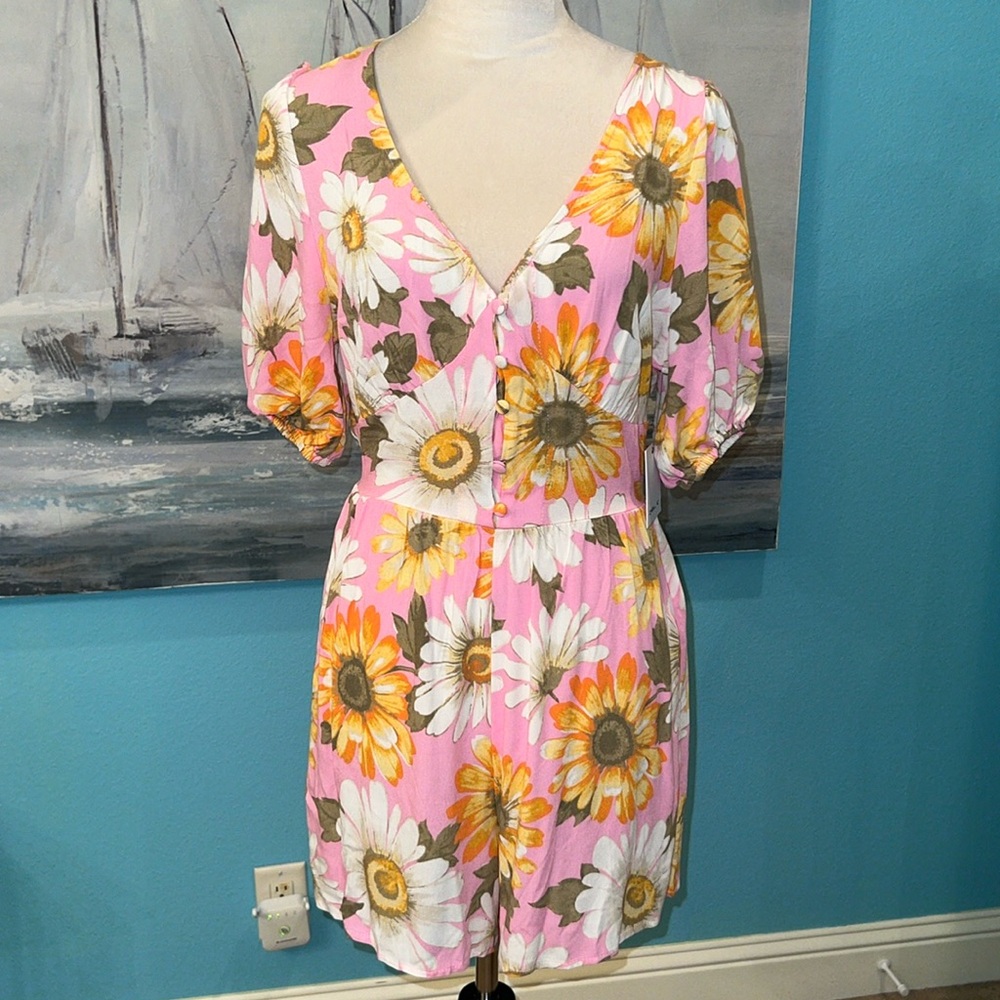 NWT O’Neill Georgina Pink Floral Romper, Small
